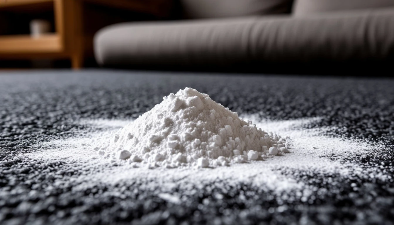 Soda bicarbona na koberci přes noc – co se ráno stane, vás překvapí