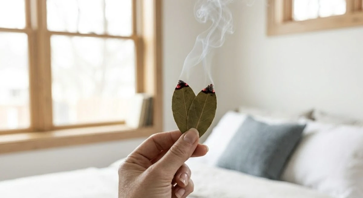 Proč na konci března pálím 1-2 bobkové listy doma – a co to s bytem udělá