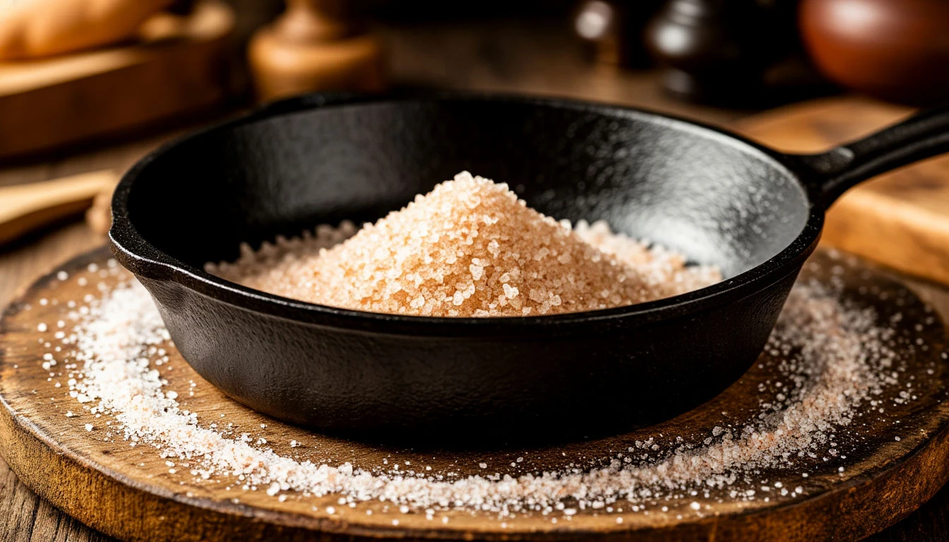 Sůl na litinové pánvi místo saponátu: chemický důvod, proč je to geniální nápad